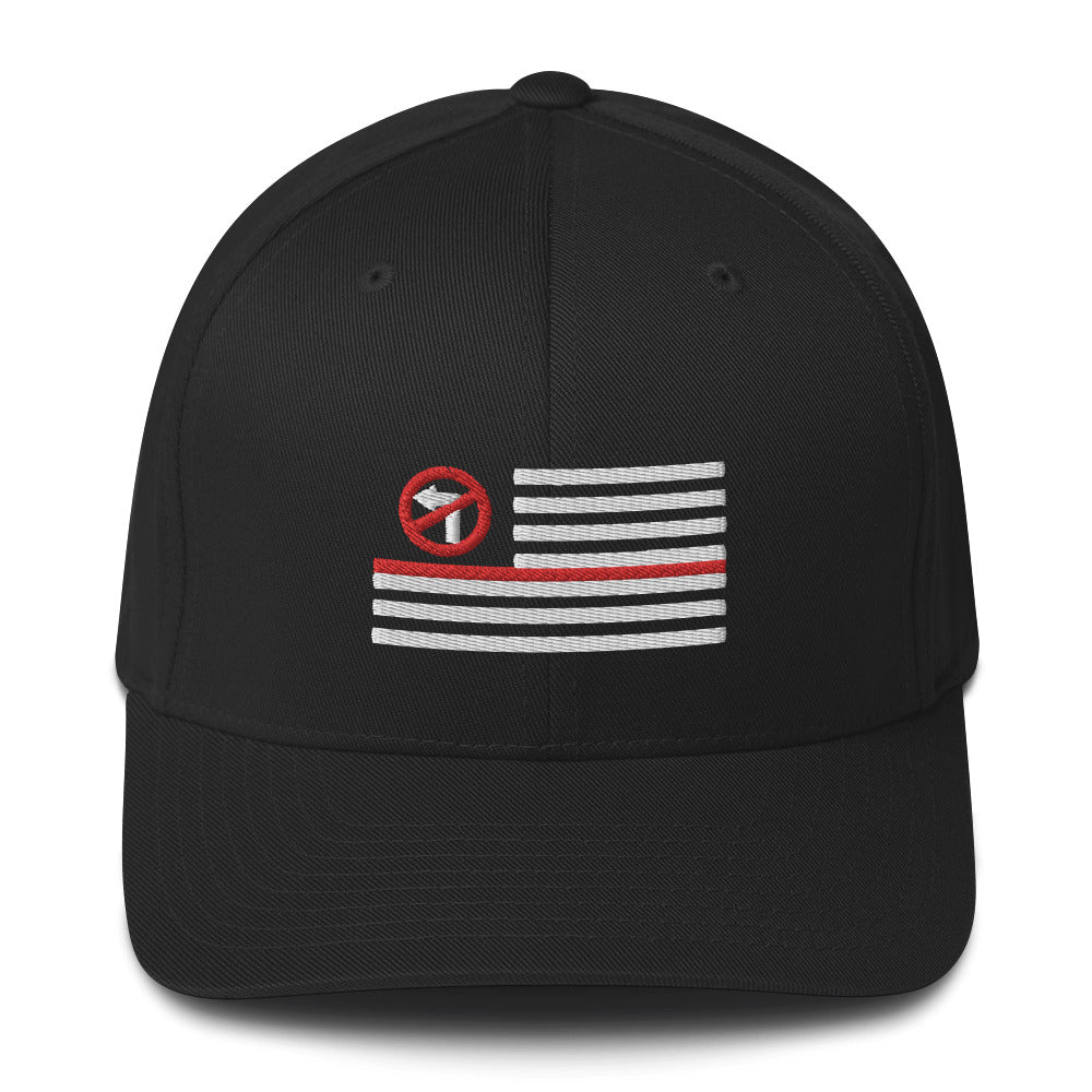 No Left Turn® Thin Red Line Embroidered Flexfit Cap