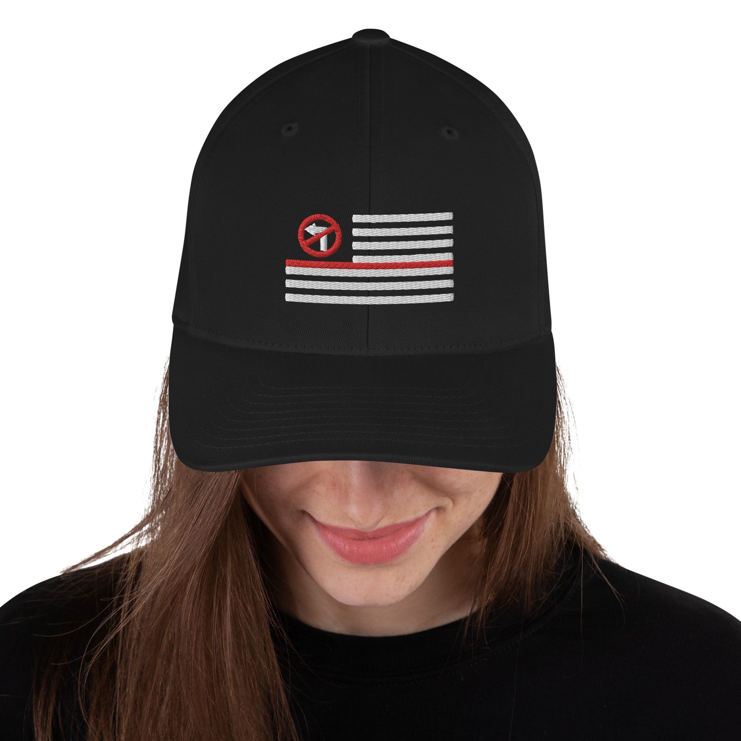 No Left Turn® Thin Red Line Embroidered Flexfit Cap