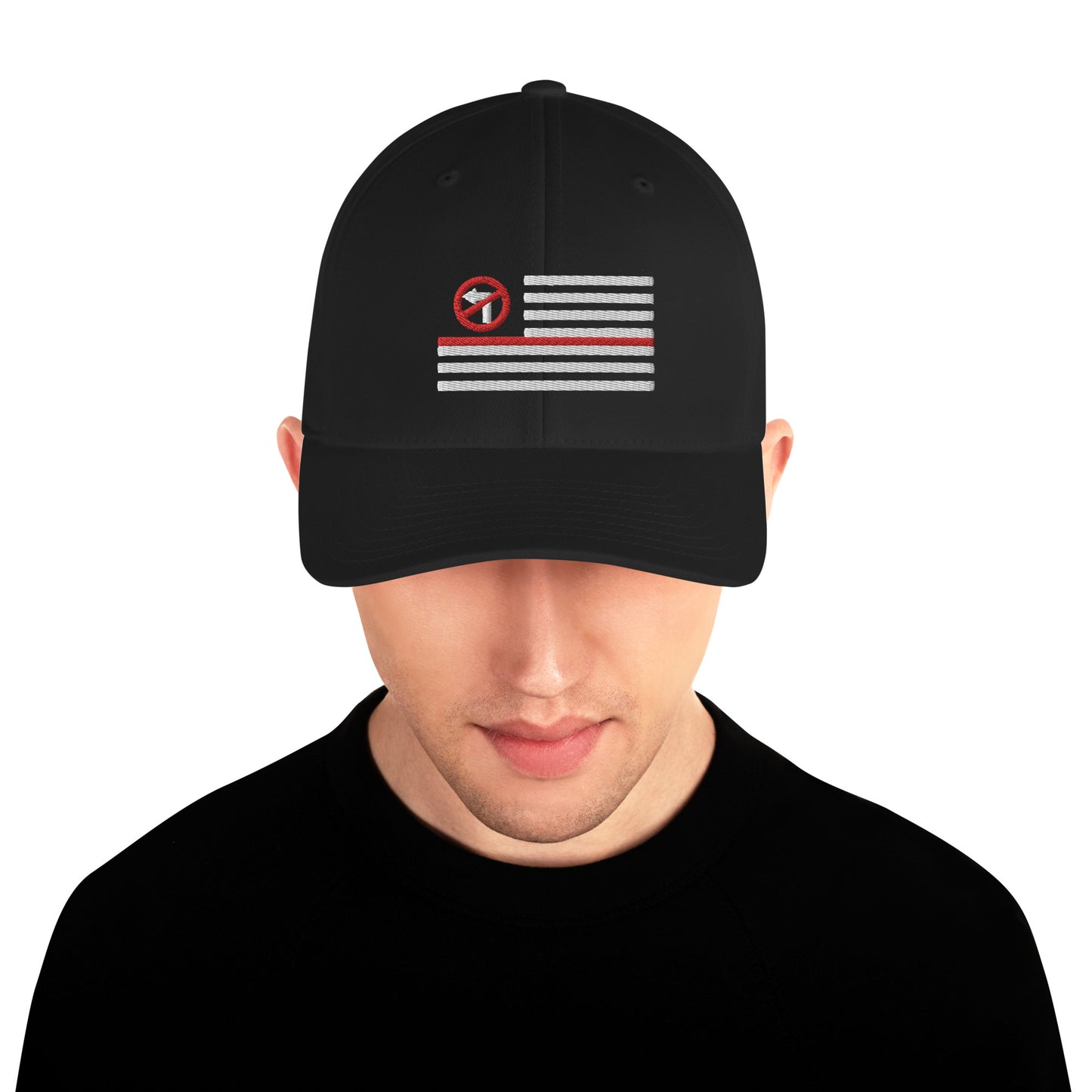 No Left Turn® Thin Red Line Embroidered Flexfit Cap
