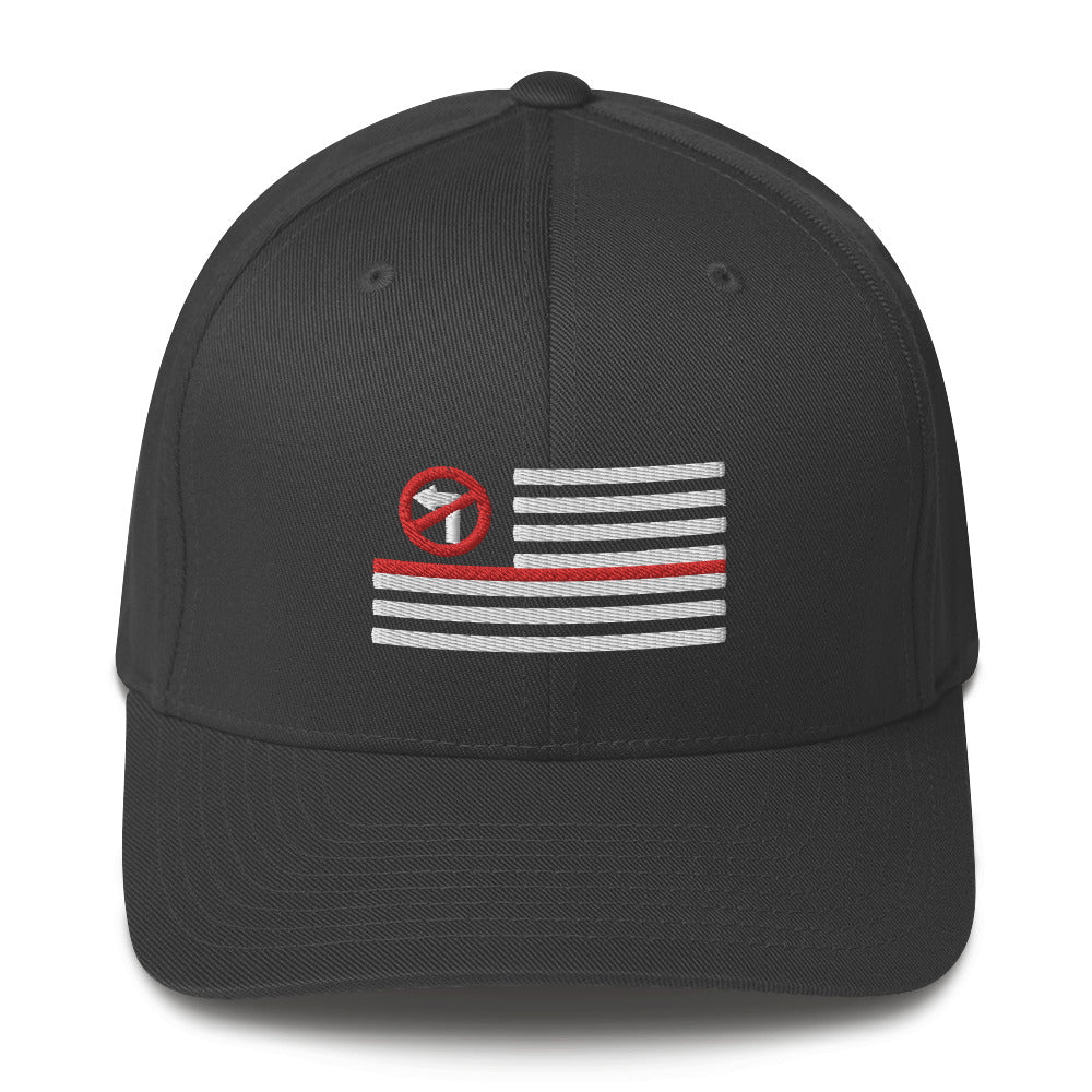 No Left Turn® Thin Red Line Embroidered Flexfit Cap
