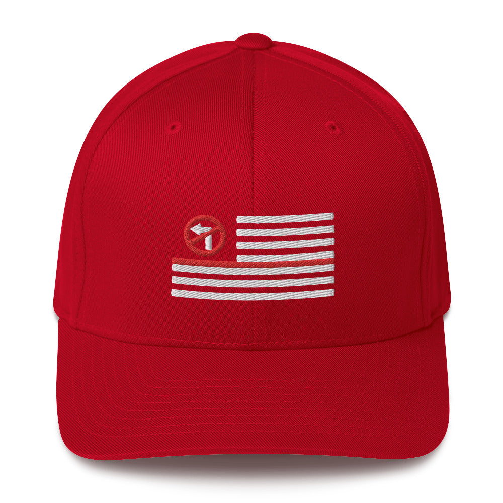 No Left Turn® Thin Red Line Embroidered Flexfit Cap