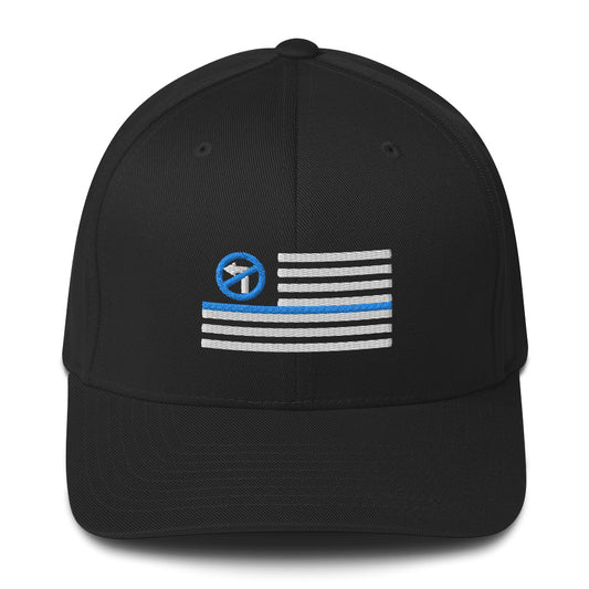 No Left Turn® Thin Blue Line  Embroidered Flexfit Cap